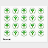 Schattigee dansende broccoli gepersonaliseerde ver ronde sticker (Vel)
