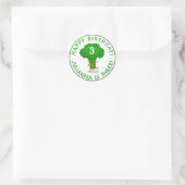 Schattigee dansende broccoli gepersonaliseerde ver ronde sticker (Tas)
