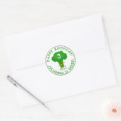 Schattigee dansende broccoli gepersonaliseerde ver ronde sticker (Envelop)