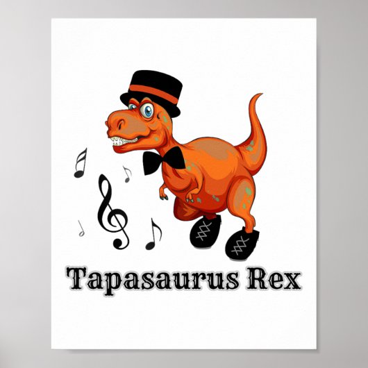 Schattigee Dansende Dinosaurus Tap Danscadeau - Ta Poster (Voorkant)
