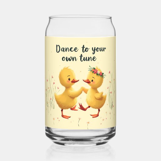 Schattigee dansende eendjes met bloemenlente vibes blikvorm glas (Voorkant)