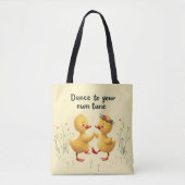Schattigee dansende eendjes met bloemenlente vibes tote bag (Voorkant)