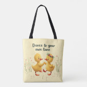 Schattigee dansende eendjes met bloemenlente vibes tote bag (Achterkant)