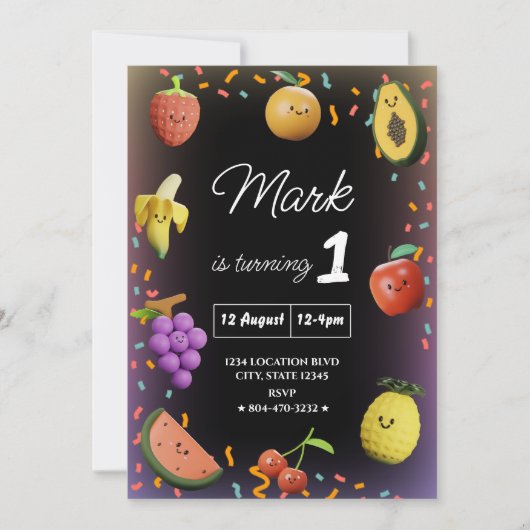 Schattigee Dansende Fruit Verjaardag Kaart (Voorkant)