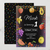 Schattigee Dansende Fruit Verjaardag Kaart (Voorkant / Achterkant)