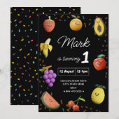 Schattigee Dansende Fruit Verjaardag Kaart (Voorkant / Achterkant)