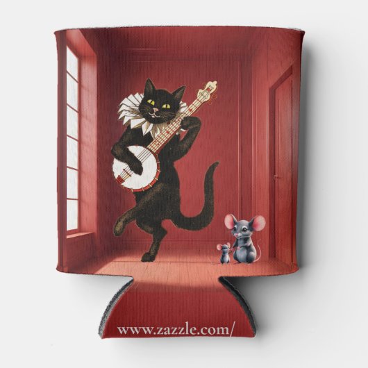 Schattigee Dansende Gitaar Kat en Muis Koelbox Blikjeskoeler (Voorkant)