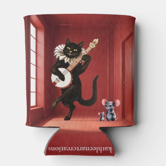 Schattigee Dansende Gitaar Kat en Muis Koelbox Blikjeskoeler (Achterkant)