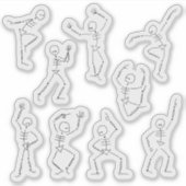 Schattigee Dansende Halloween Skeletten Sticker (Voorkant)