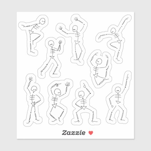 Schattigee Dansende Halloween Skeletten Sticker (Vel)