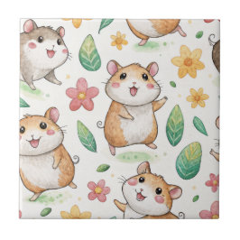 Schattigee dansende hamsters naadloos patroon tegeltje
