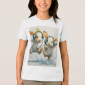 Schattigee dansende konijntjes met hoofdtelefoon K Tri-Blend Shirt (Voorkant)