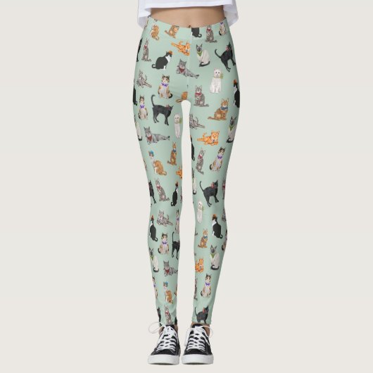 Schattigee Dapper Katten Cat Pattern Leggings (Voorkant)
