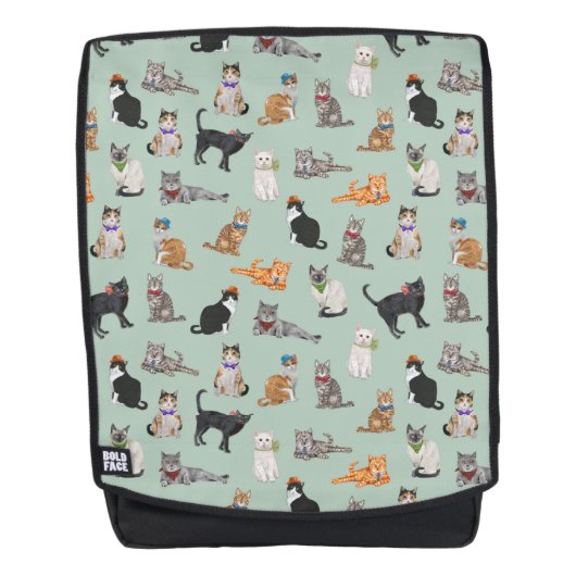 Schattigee Dapper Katten Cat Pattern Rugtassen (Voorkant)