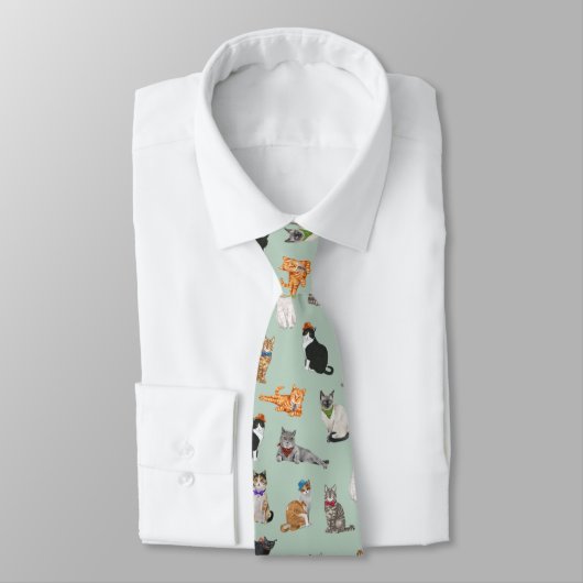 Schattigee Dapper Katten Cat Pattern Stropdas (Gebonden)