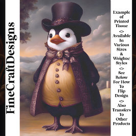 Schattigee Dapper Pinguïn, Jas & Top Hat BG9 Decou Tissuepapier