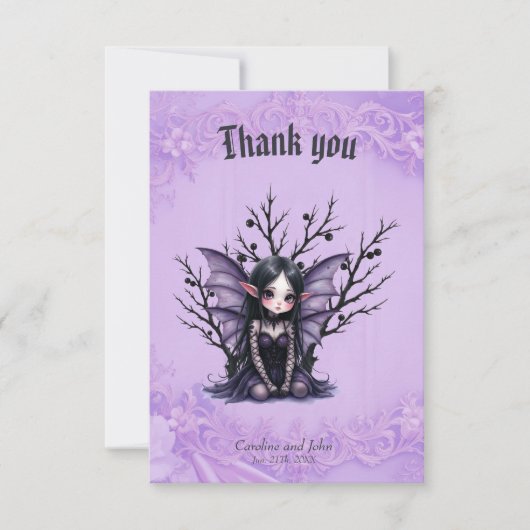 Schattigee Dark Fairy met vleermuisvleugels Bedankkaart (Voorkant)