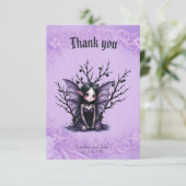 Schattigee Dark Fairy met vleermuisvleugels Bedankkaart (Staand voorkant)