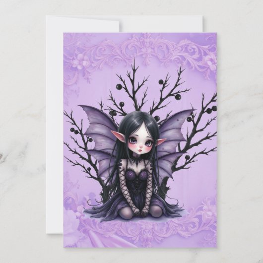 Schattigee Dark Fairy met vleermuisvleugels. Kaart (Achterkant)
