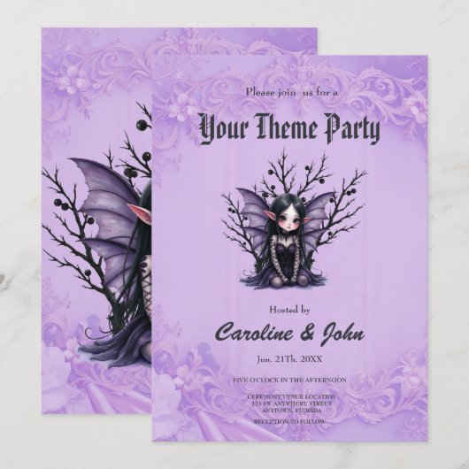 Schattigee Dark Fairy met vleermuisvleugels. Kaart (Voorkant / Achterkant)