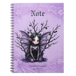 Schattigee Dark Fairy met vleermuisvleugels. Notitieboek