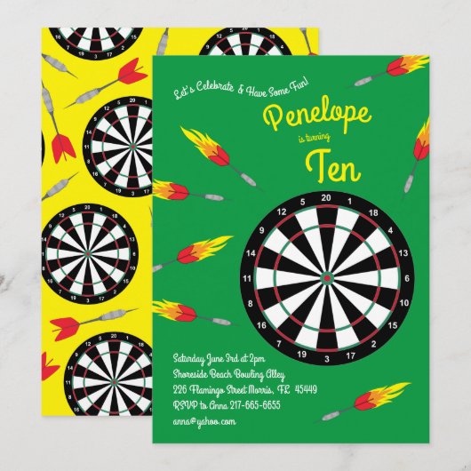 Schattigee Dart Board Kids Verjaardag Party Sport Kaart (Voorkant / Achterkant)