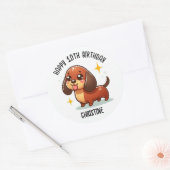 Schattigee dashound Verjaardagsfeest gunsten Ronde Sticker (Envelop)