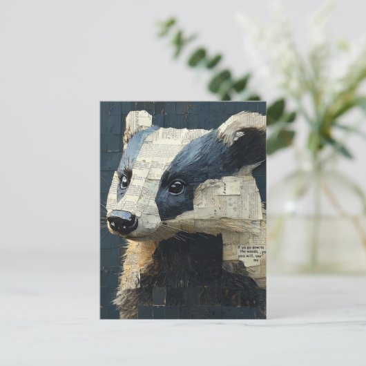 Schattigee dassencollage briefkaart (Staand voorkant)