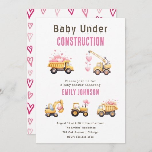 Schattigee de Uitnodiging van het Baby shower van  (Voorkant / Achterkant)