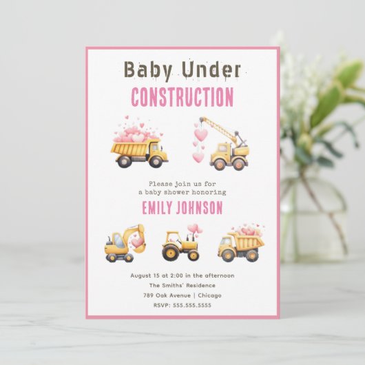 Schattigee de Uitnodiging van het Baby shower van  (Staand voorkant)