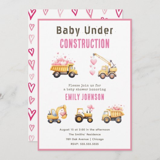 Schattigee de Uitnodiging van het Baby shower van  (Voorkant / Achterkant)