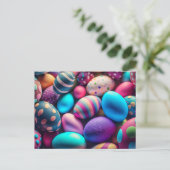 Schattigee decoratieve feestelijke paaseieren briefkaart (Staand voorkant)