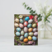 Schattigee decoratieve paasei collage briefkaart (Staand voorkant)