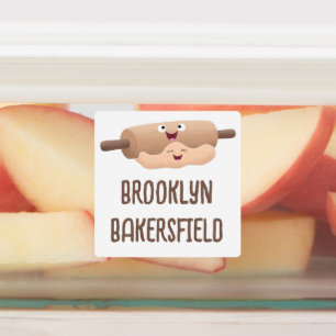 Schattigee deegroller en deeg cartoon gepersonalis labels