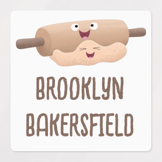 Schattigee deegroller en deeg cartoon gepersonalis labels (Design 2)