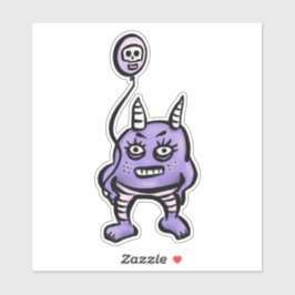 Schattigee Demon Paarse Cartoon Horror Karakter Sticker