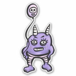 Schattigee Demon Paarse Cartoon Horror Karakter Sticker
