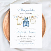 Schattigee Denim Blue Jean Boy Baby shower Uitnodi Kaart