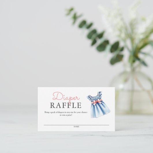 Schattigee Denim Blue Jean Luier Raffle Informatiekaartje (Staand voorkant)