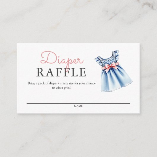 Schattigee Denim Blue Jean Luier Raffle Informatiekaartje (Voorkant)