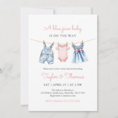 Schattigee Denim Blue Jean Meisje Baby shower Uitn Kaart (Voorkant)