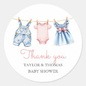 Schattigee Denim Blue Jean Meisje Dank je wel Ronde Sticker (Voorkant)