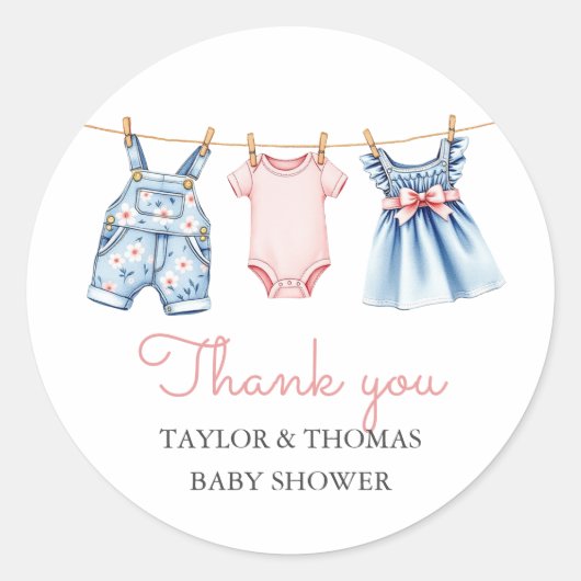 Schattigee Denim Blue Jean Meisje Dank je wel Ronde Sticker (Voorkant)