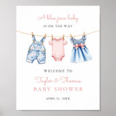 Schattigee Denim Blue Jean Meisje Welkom Teken Pos Poster (Voorkant)