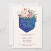 Schattigee Denim Blue Jean Meisjes Baby shower Kaart (Voorkant)