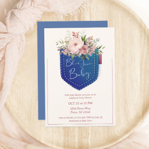 Schattigee Denim Blue Jean Meisjes Baby shower Kaart
