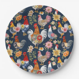 Schattigee Denim Dragen Bloemen Collage Boerderij Papieren Bordje