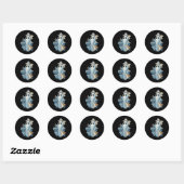 Schattigee Denim Ghost Met Bloemboog Halloween Aes Ronde Sticker (Vel)