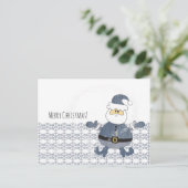 Schattigee Denim Mode Santa Illustratie Feestdagenkaart (Staand voorkant)