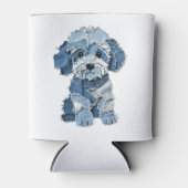 Schattigee Denim Patchwork Dog Illustration Blikjeskoeler (Voorkant)